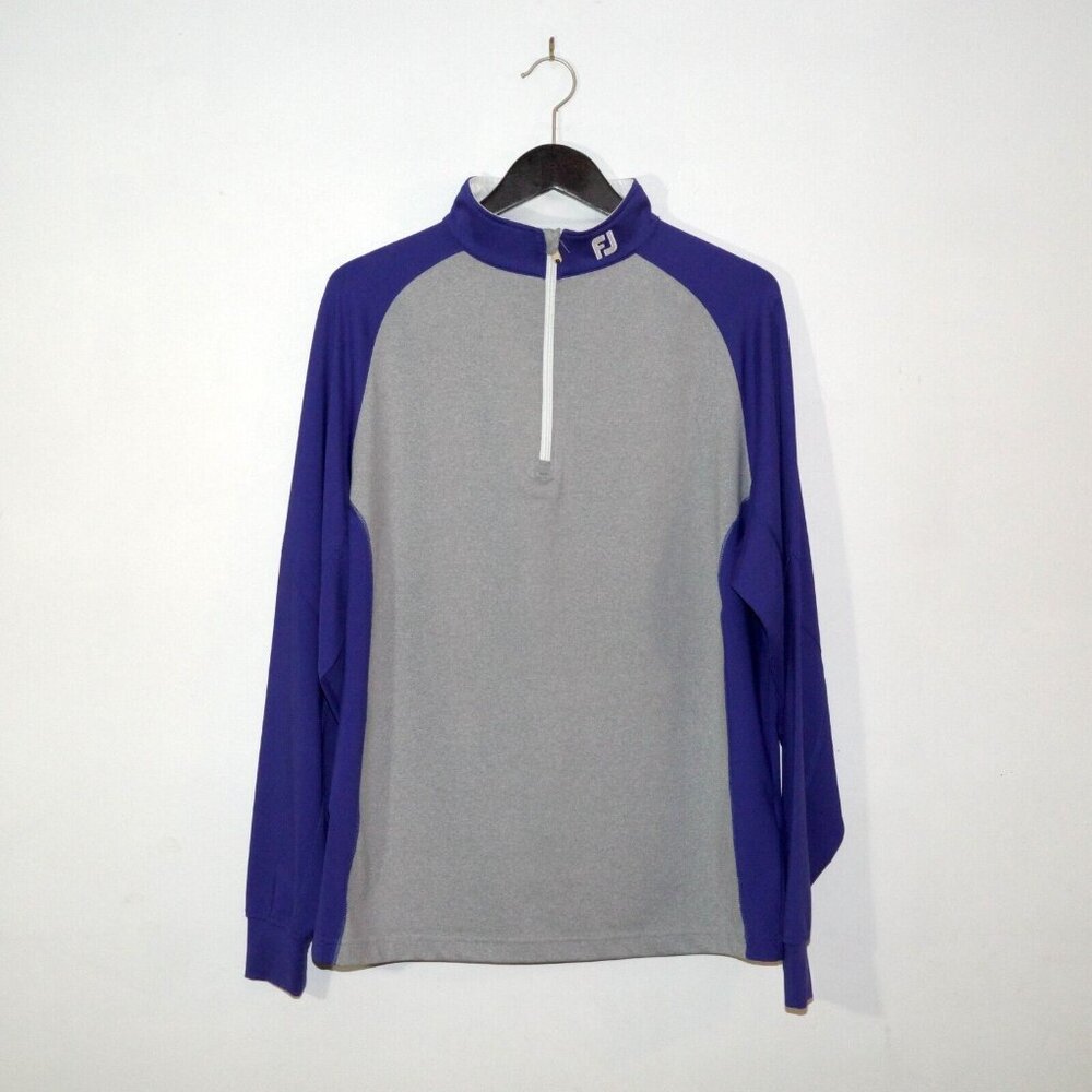 Footjoy FJ Half Zip Sport Pro Long Sleeve Performance Golf Shirt Grey Purple LRG